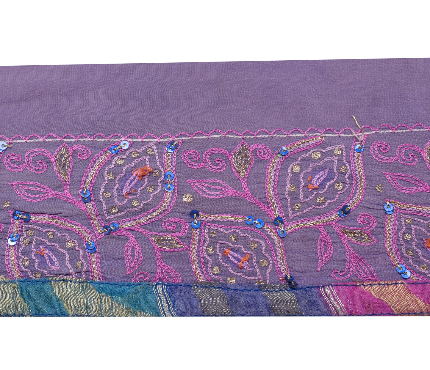 Sushila Vintage Purple Saree Border Indian Craft Sewing Trim Beaded Lace Ribbon