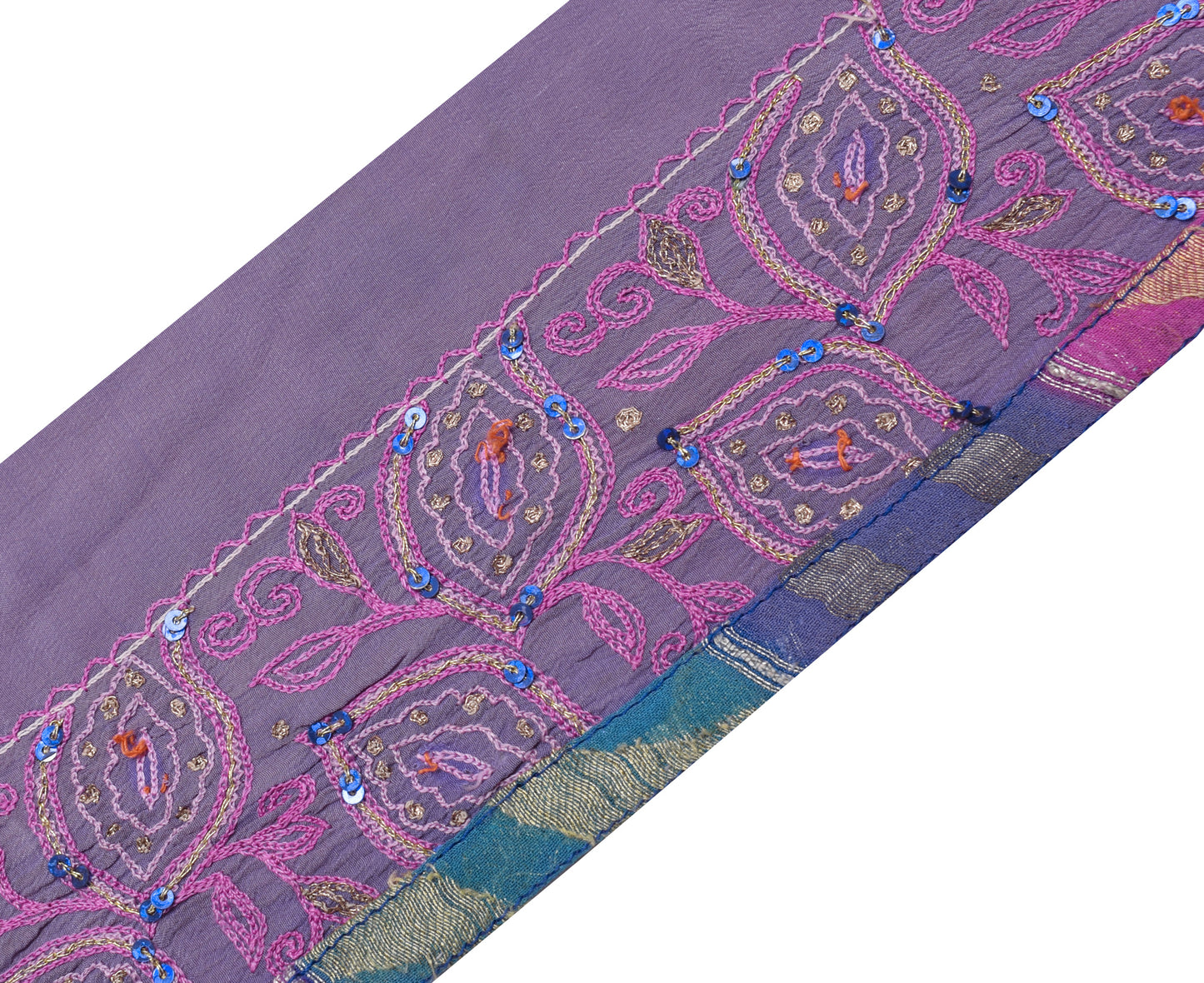 Sushila Vintage Purple Saree Border Indian Craft Sewing Trim Beaded Lace Ribbon