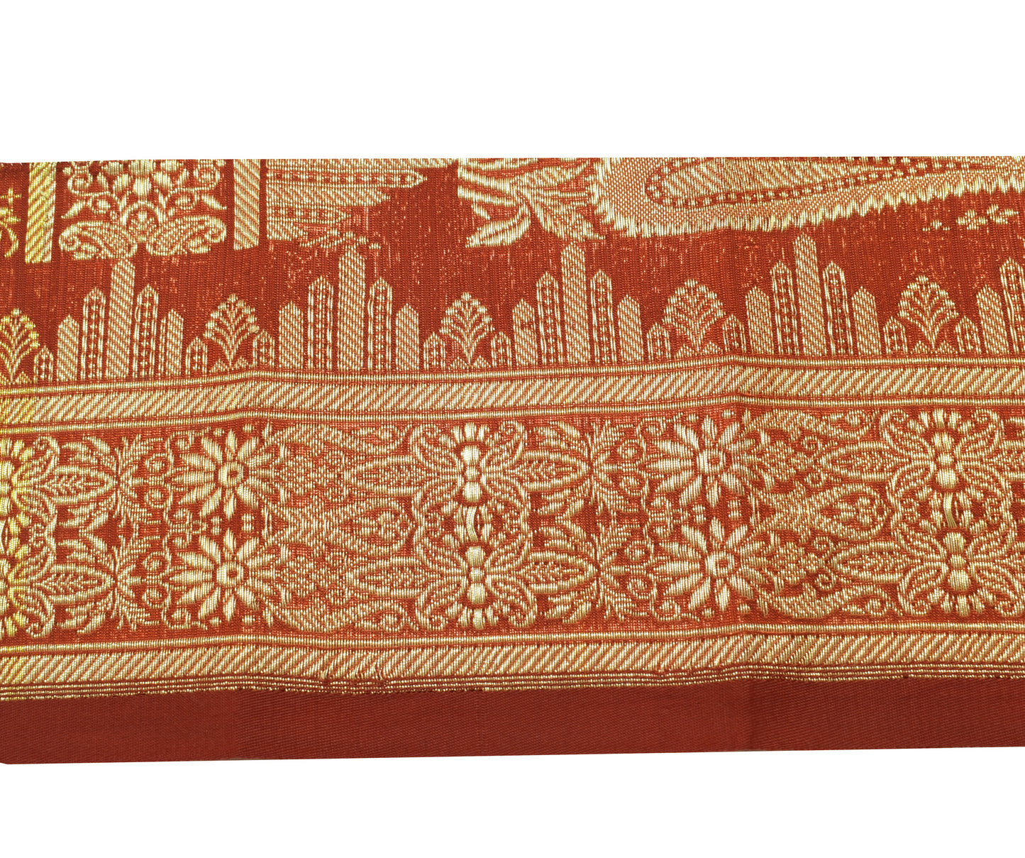 Sushila Vintage Maroon Banarasi Saree Border Indian Craft Sewing Trim Woven Lace