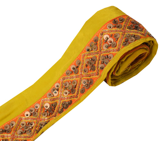 Sushila Vintage Orange Saree Border Indian Craft Sewing Trim Hand Beaded Ribbon