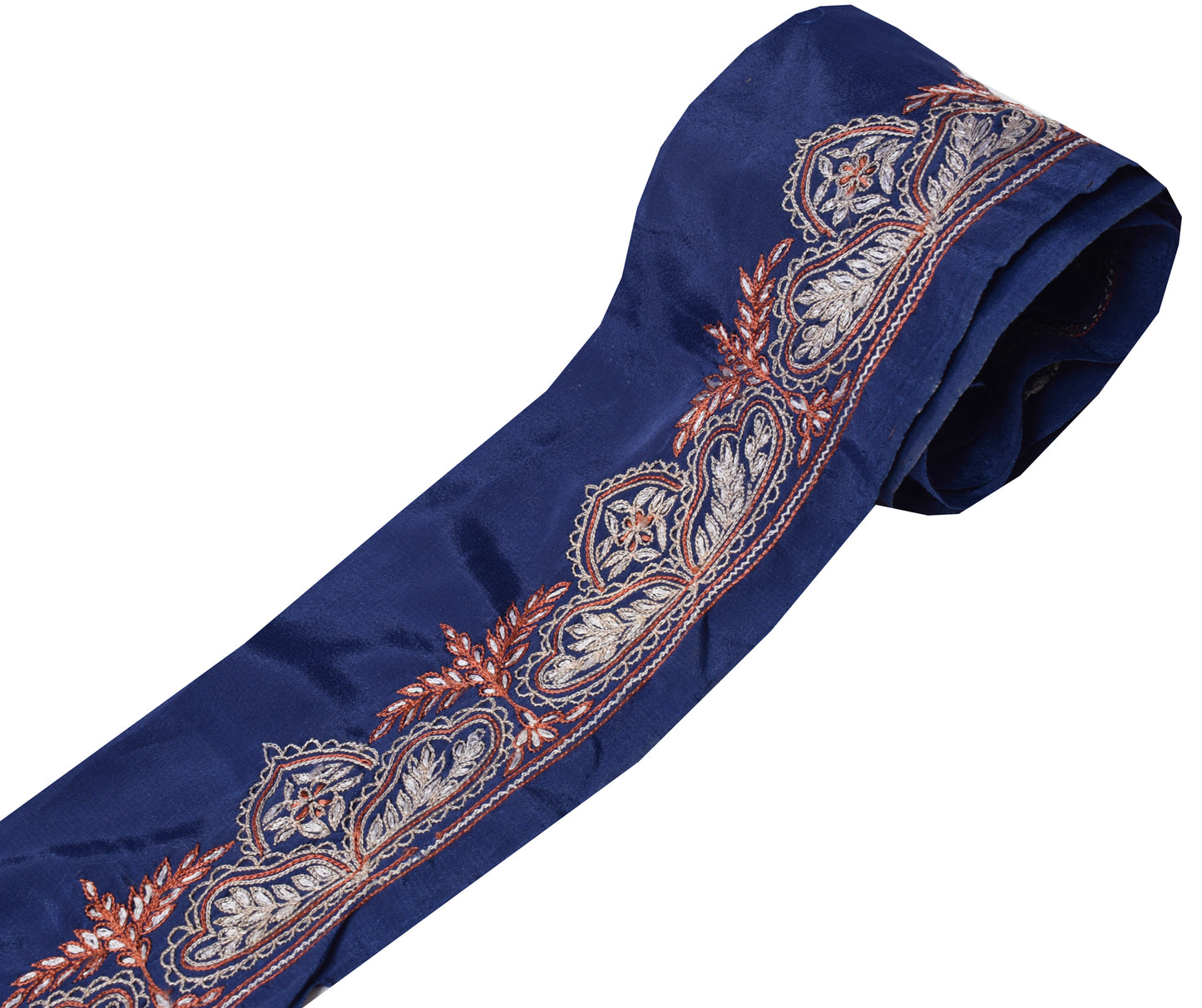 Sushila Vintage Blue Silk Saree Border Craft Sewing Trim Embroidered Lace Ribbon