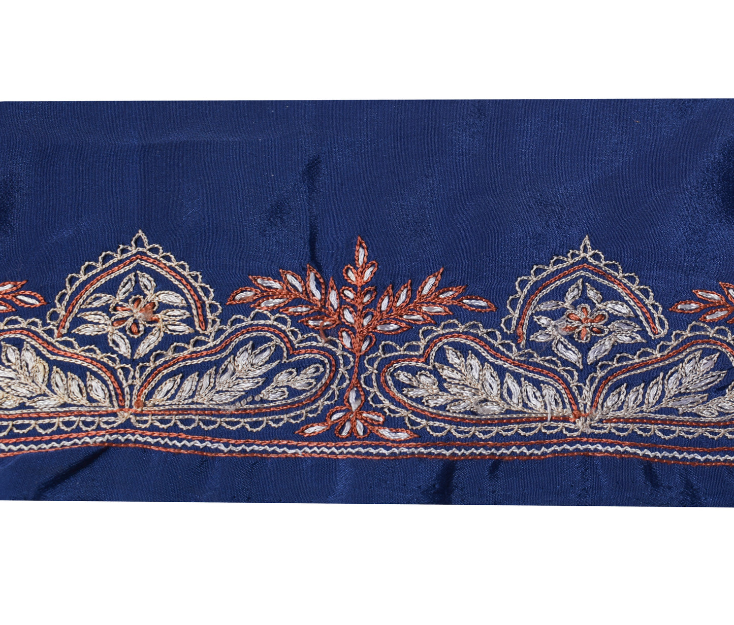 Sushila Vintage Blue Silk Saree Border Craft Sewing Trim Embroidered Lace Ribbon