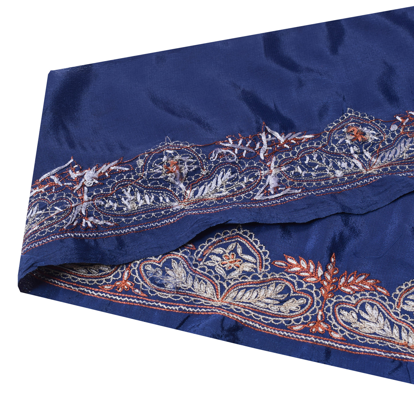 Sushila Vintage Blue Silk Saree Border Craft Sewing Trim Embroidered Lace Ribbon