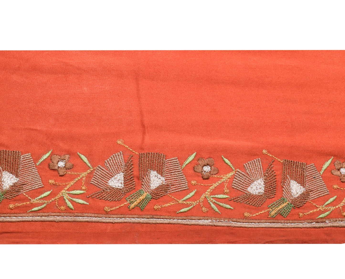 Sushila Vintage Orange Silk Saree Border  Craft Sewing Trim Embroidered Lace