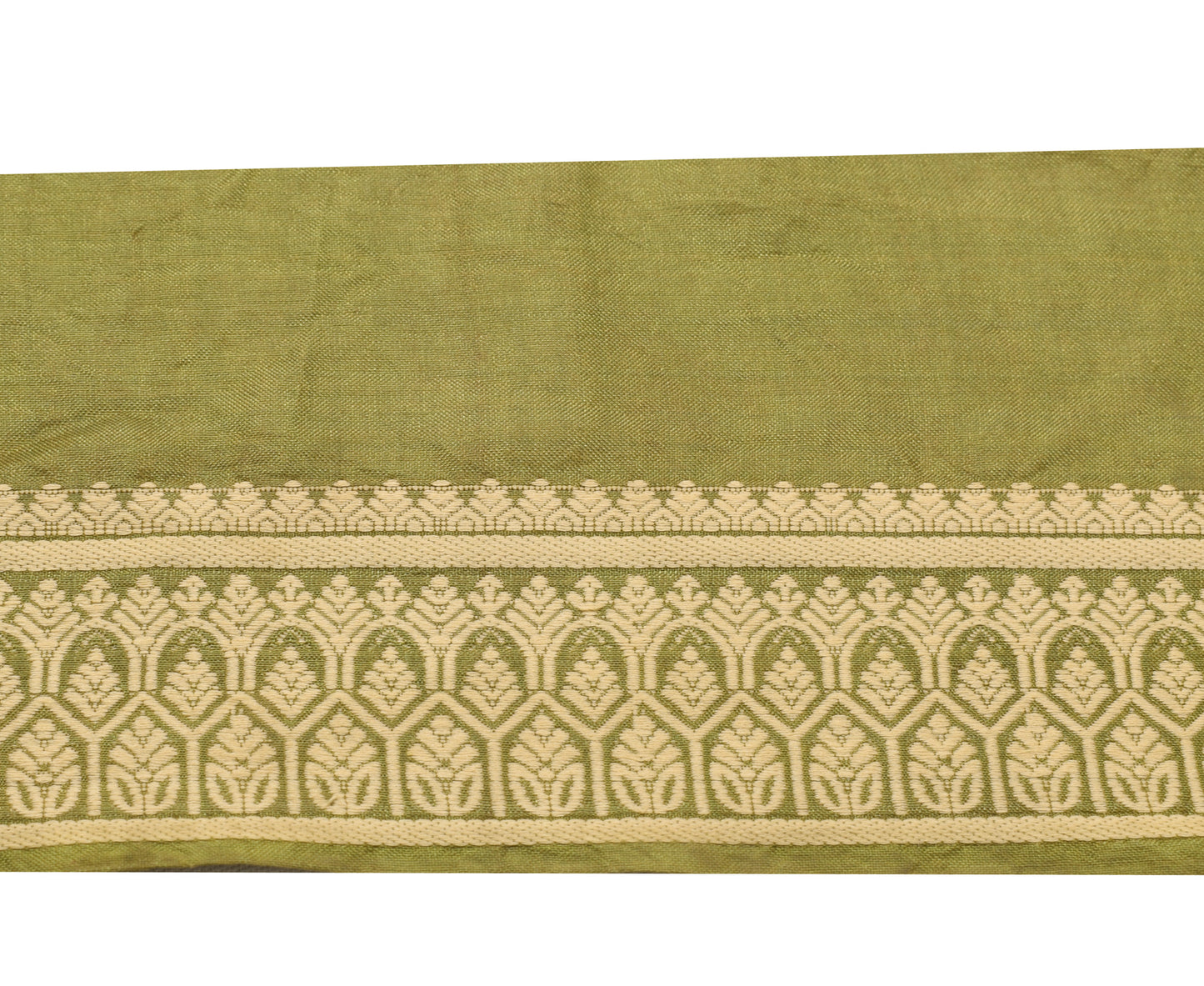 Sushila Vintage Green Silk Saree Border Indian Craft Sewing Trim Woven Lace