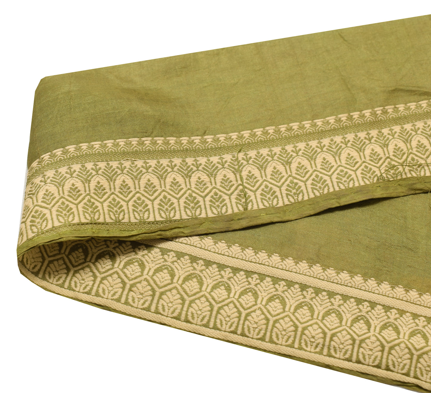 Sushila Vintage Green Silk Saree Border Indian Craft Sewing Trim Woven Lace