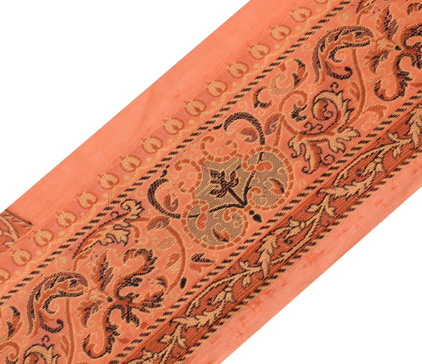 Sushila Vintage Peach Art Silk Saree Border Craft Sewing Trim Woven Lace Ribbon