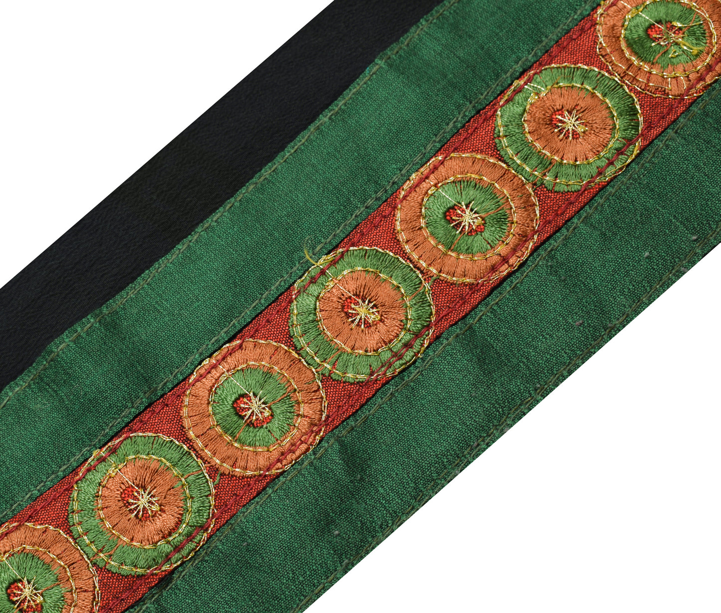 Sushila Vintage Green Silk Saree Border Craft Sewing Trim Patch Work Lace Ribbon