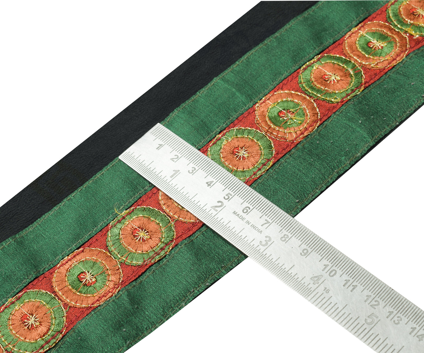 Sushila Vintage Green Silk Saree Border Craft Sewing Trim Patch Work Lace Ribbon