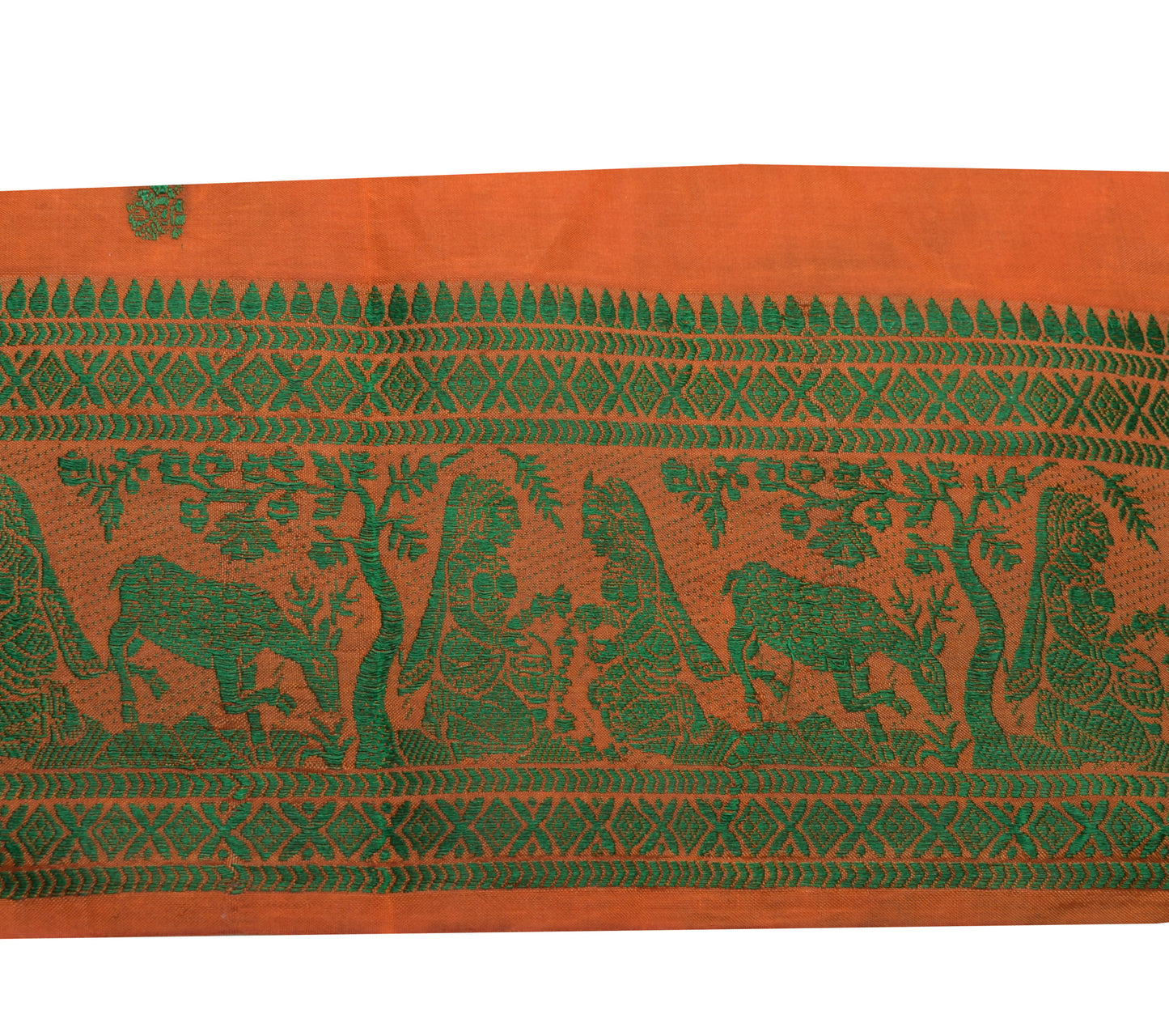 Sushila Vintage Rust Silk Saree Border Craft Sewing Trim Baluchari Woven Lace