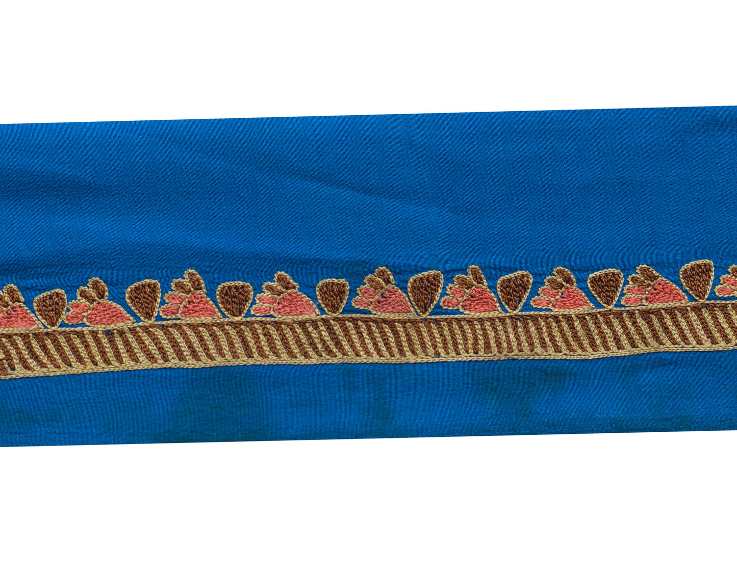 Sushila Vintage Blue Silk Saree Border Craft Sewing Trim Embroidered Lace Ribbon