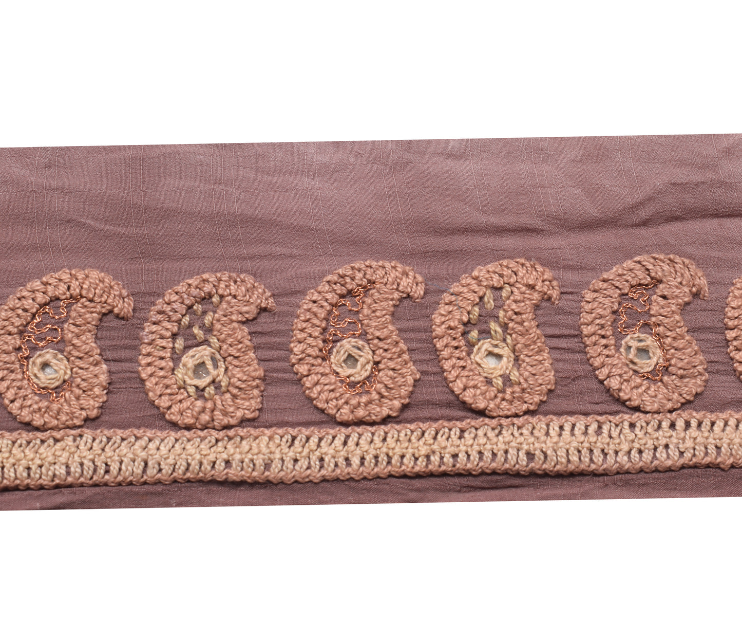 Sushila Vintage Brown Saree Border Craft Sewing Trim Silk Embroidery Lace Ribbon