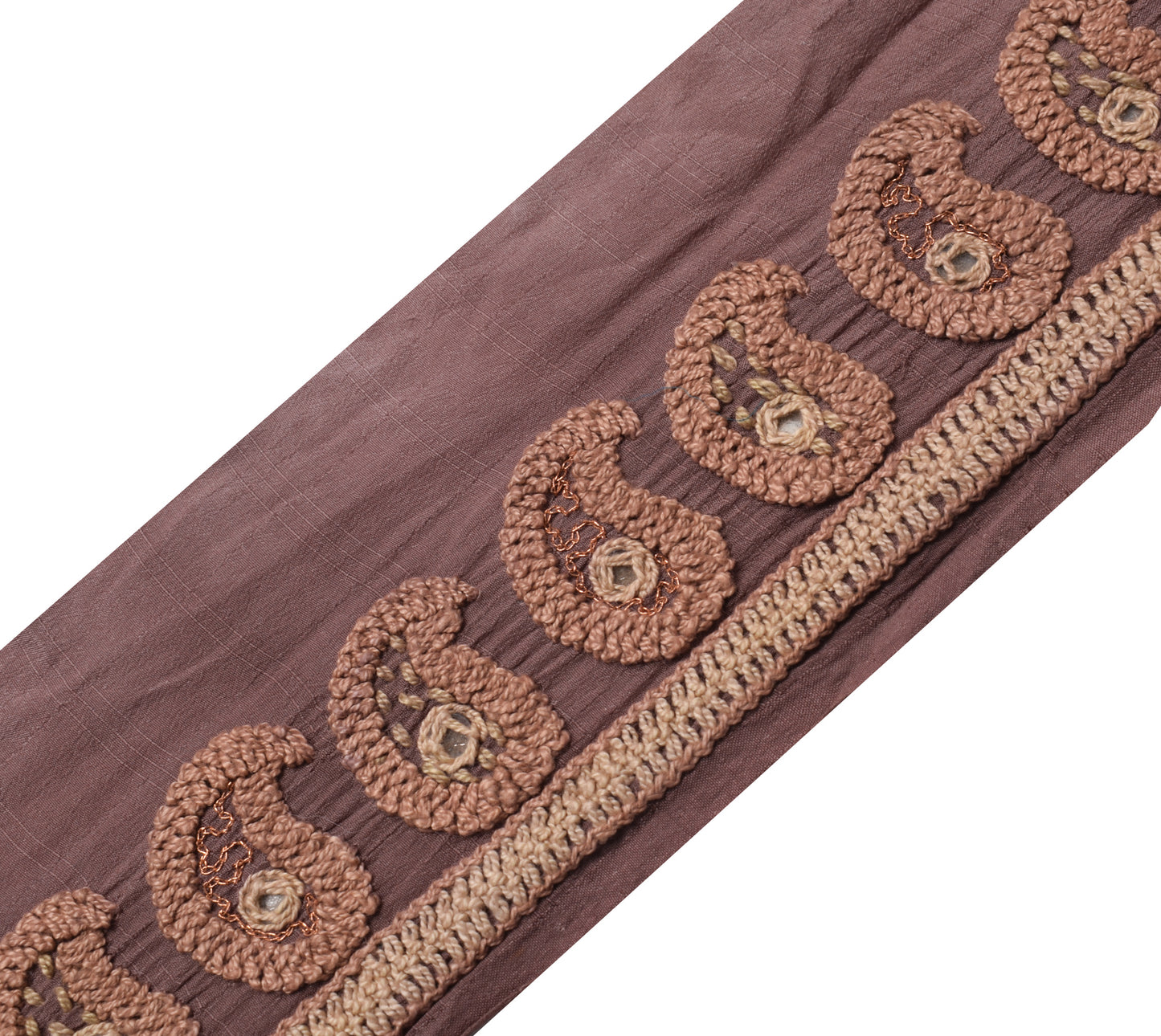 Sushila Vintage Brown Saree Border Craft Sewing Trim Silk Embroidery Lace Ribbon