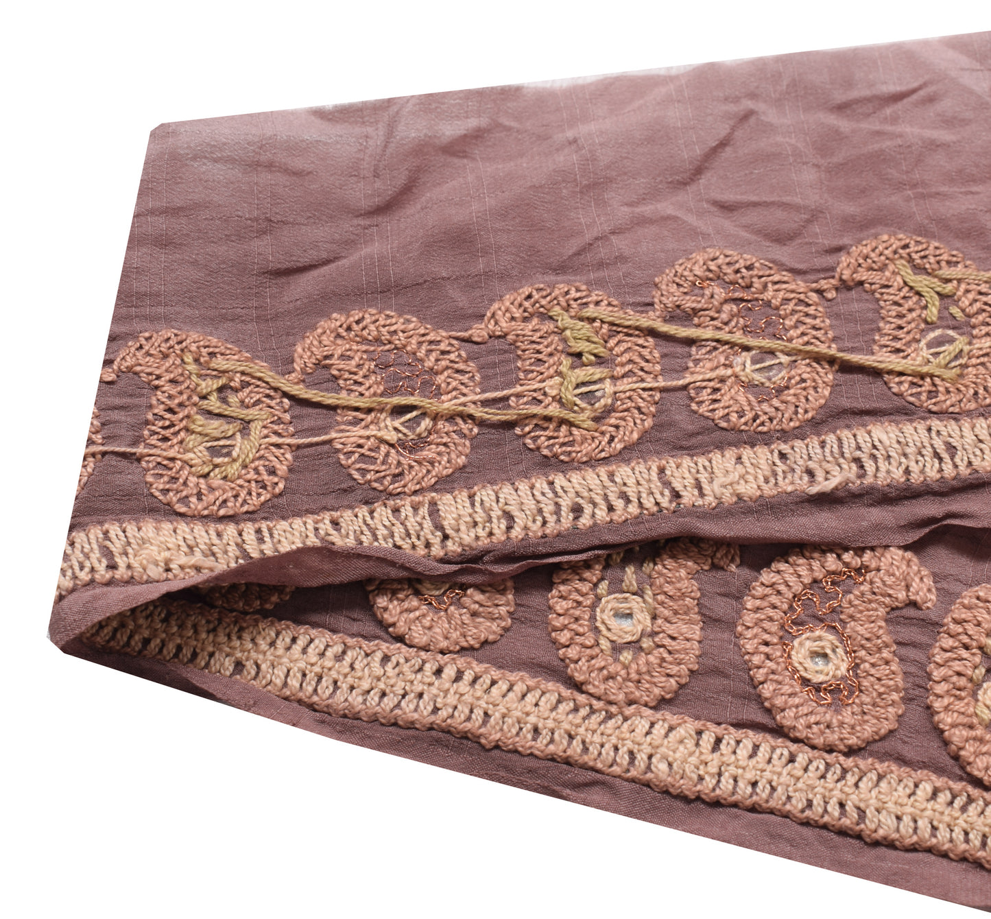 Sushila Vintage Brown Saree Border Craft Sewing Trim Silk Embroidery Lace Ribbon