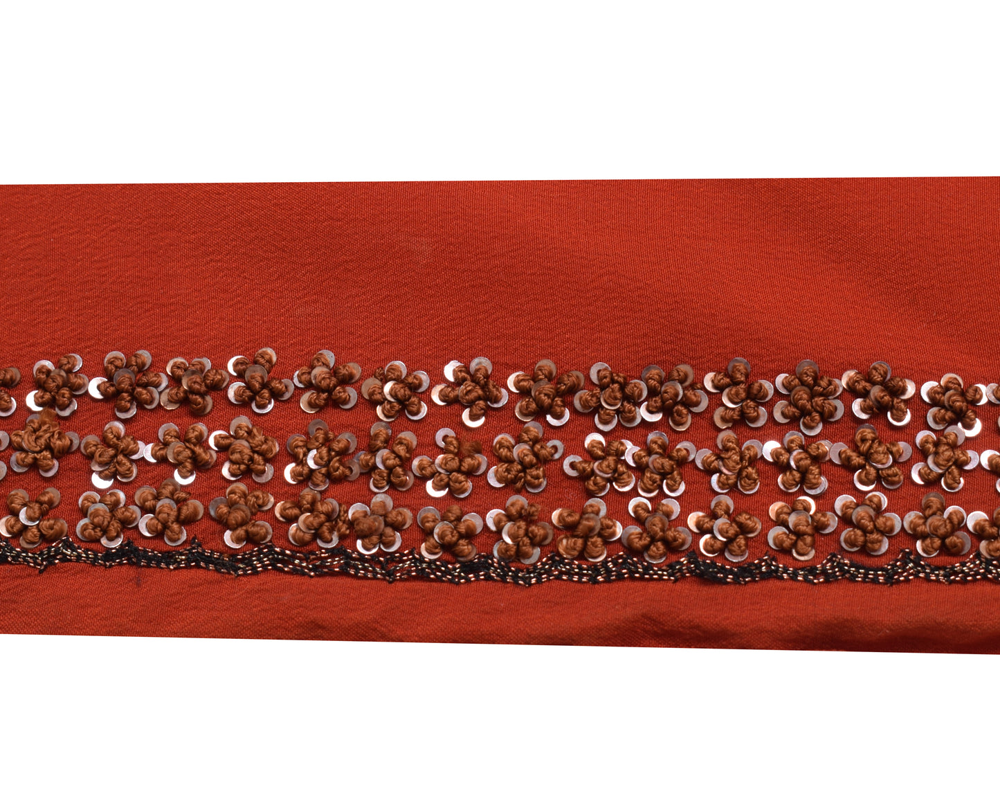 Sushila Vintage Rust Saree Border Indian Craft Sewing Trim Hand Beaded Ribbon