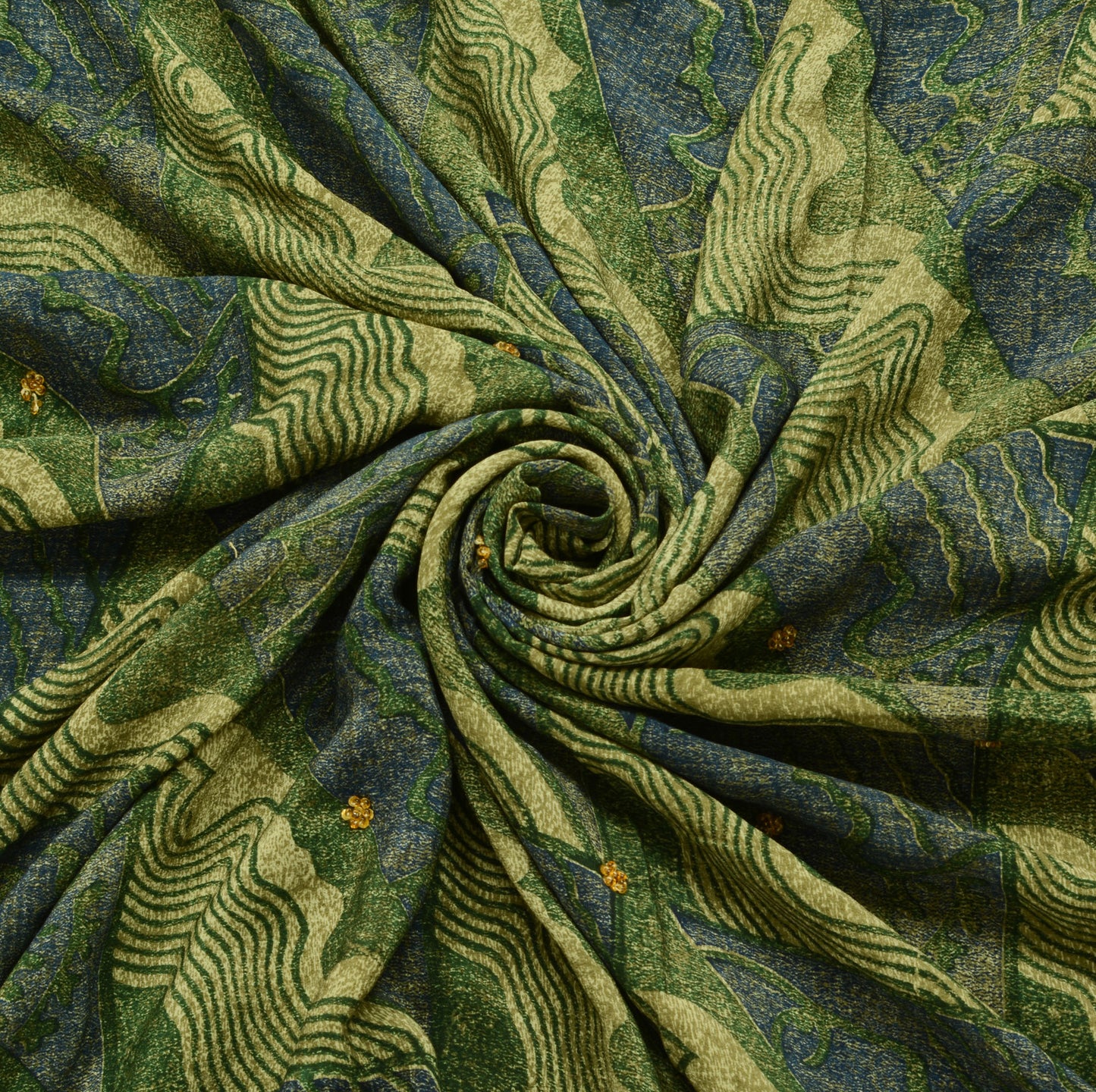 Sushila Vintage Green Saree 100% Pure Crepe Silk Printed Embroidered Soft Fabric