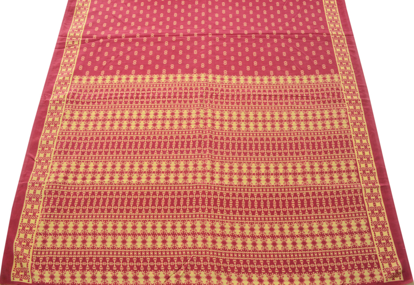 Sushila Vintage Magenta Saree 100% Pure Crepe Silk Printed Indian Soft Fabric