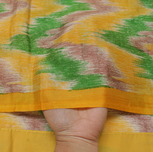 Sushila Vintage Indian Saree 100% Pure Silk Printed Leheria Sari Soft Fabric