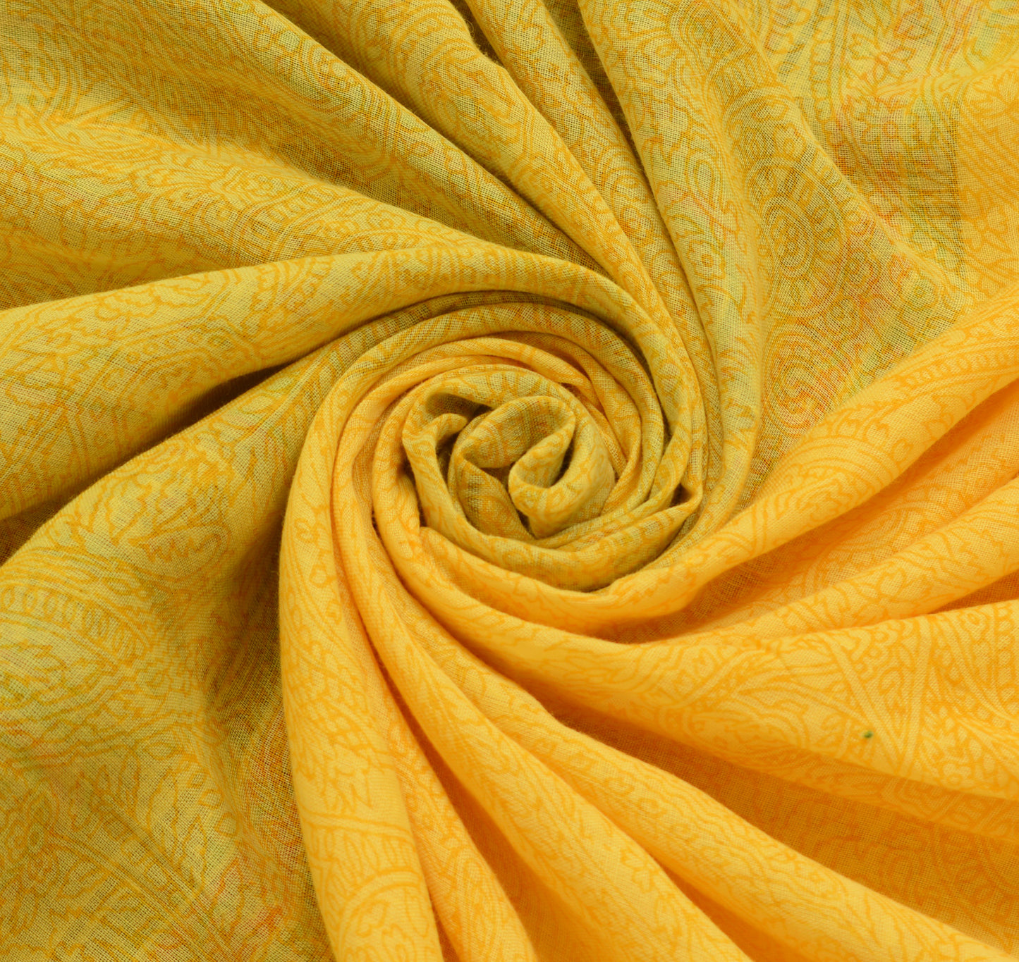 Sushila Vintage Yellow Saree 100% Pure Cotton Printed Bandhani Soft Craft Fabric