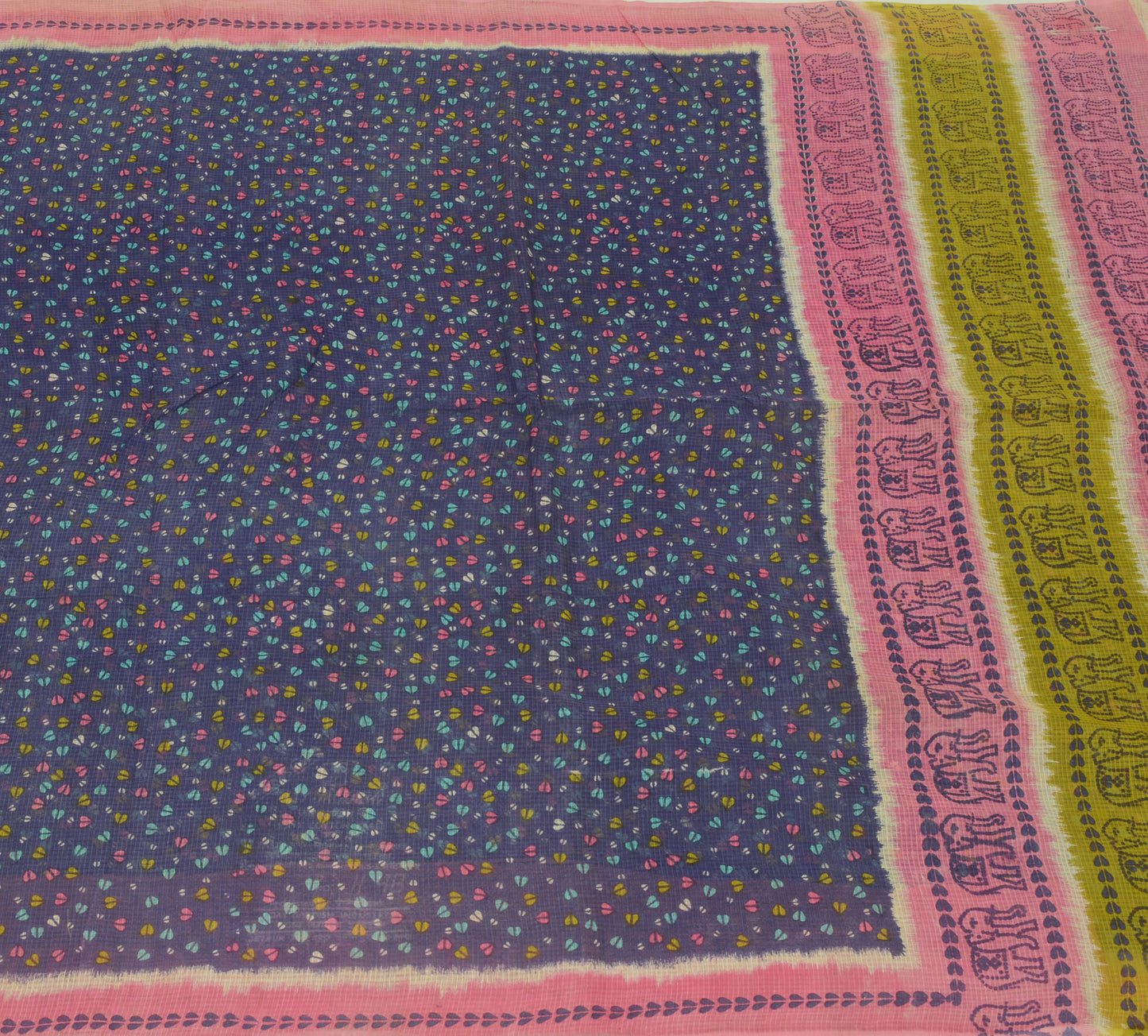 Sushila Vintage Violet Saree Cotton Printed Indian 5YD Soft Craft Sheer Fabric