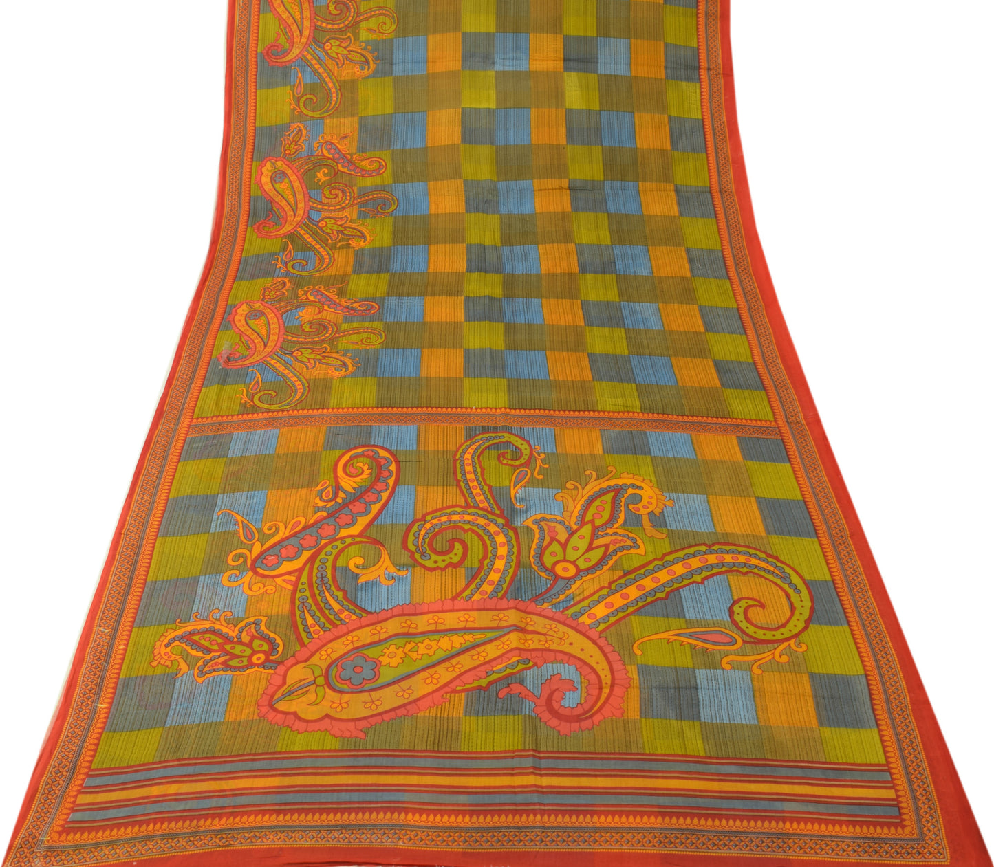 Sushila Vintage Multi-Color Sari Pure Cotton Printed Paisley Soft Craft Fabric