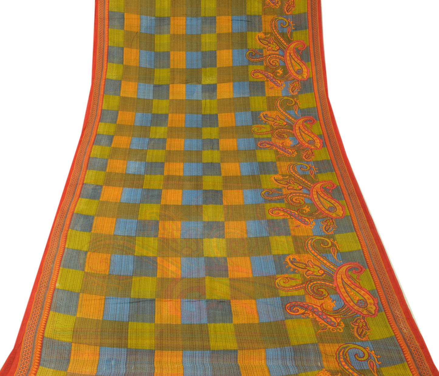 Sushila Vintage Multi-Color Sari Pure Cotton Printed Paisley Soft Craft Fabric