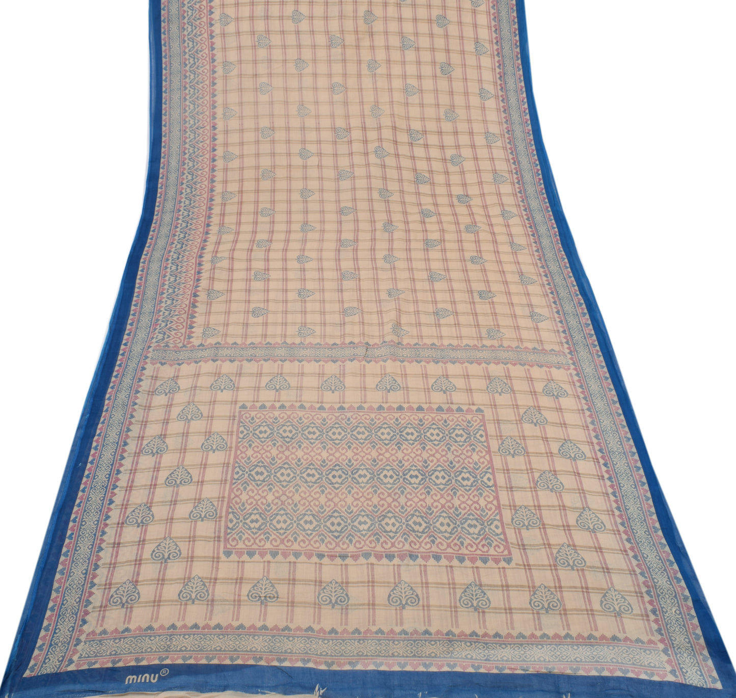 Sushila Vintage Brown Saree 100% Pure Cotton Printed Indian Soft Craft Fabric