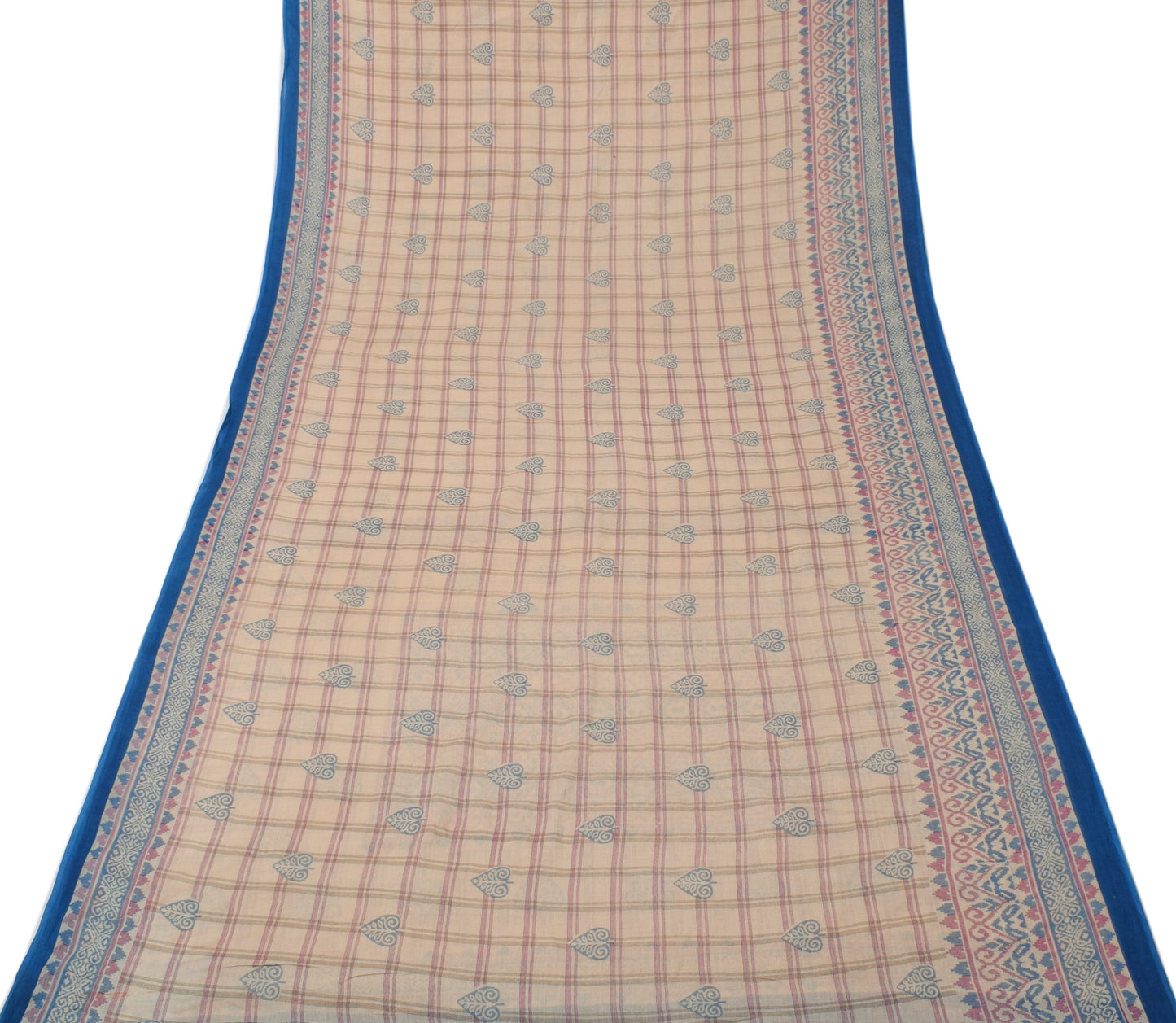 Sushila Vintage Brown Saree 100% Pure Cotton Printed Indian Soft Craft Fabric