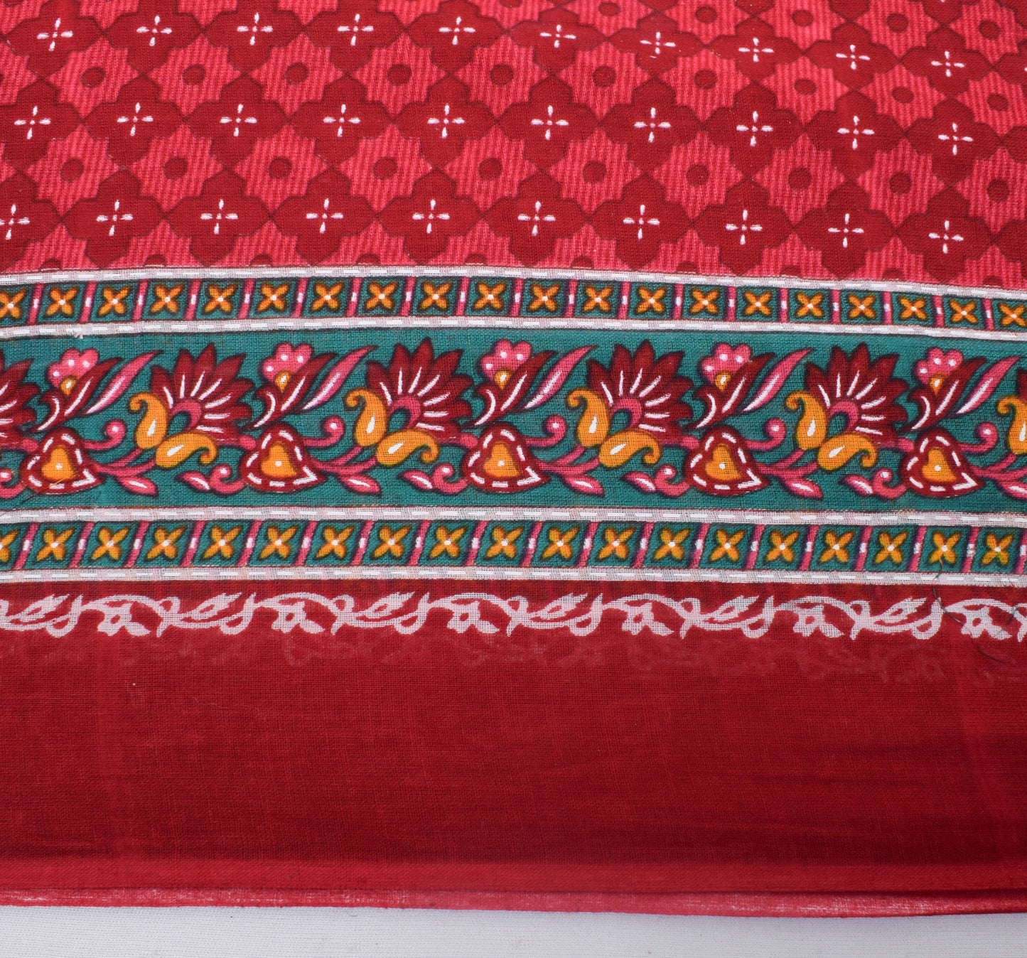 Sushila Vintage Indian Saree 100% Pure Cotton Printed Floral Soft Craft Fabric