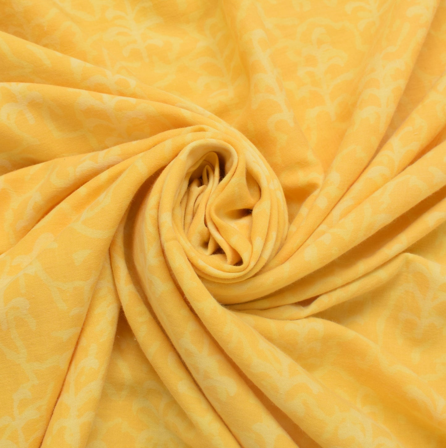 Sushila Vintage Yellow Saree 100% Pure Cotton Printed Zig-Zag Soft Craft Fabric