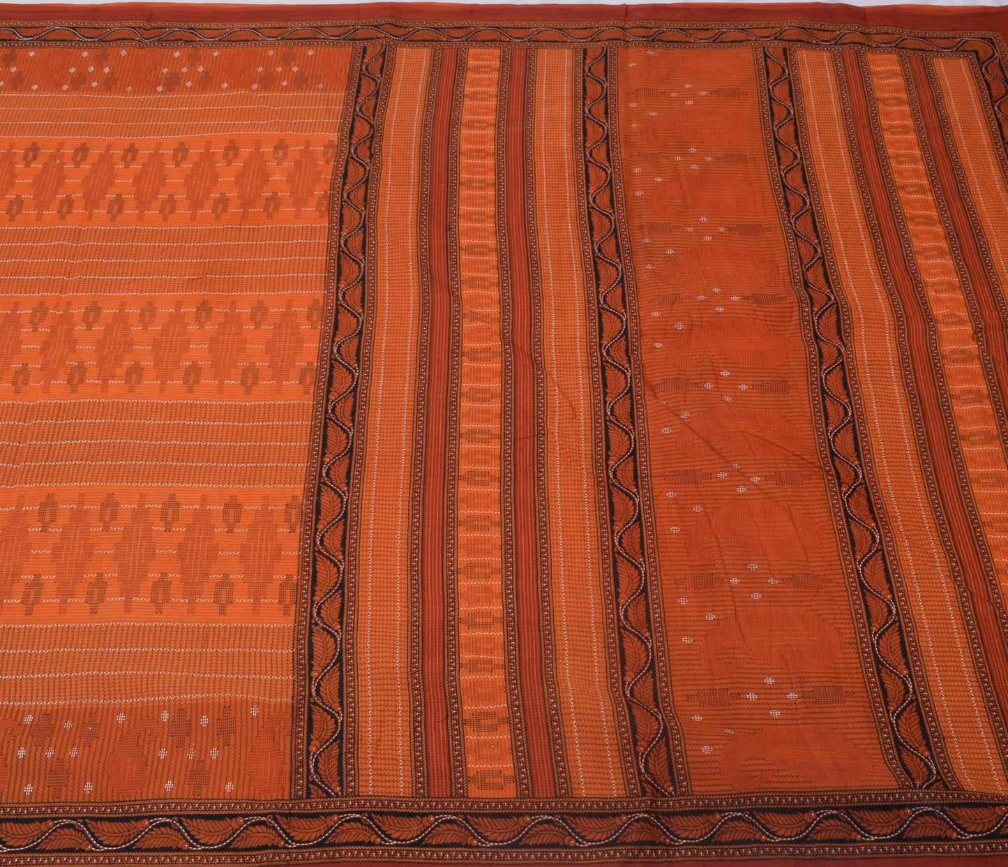 Sushila Vintage Rust Saree 100% Pure Cotton Printed Indian Soft Craft Fabric