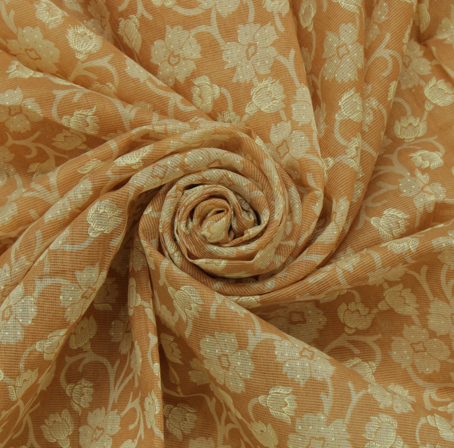 Sushila Vintage Brown Saree Blend Cotton Woven Floral 5 Yard Craft Fabric