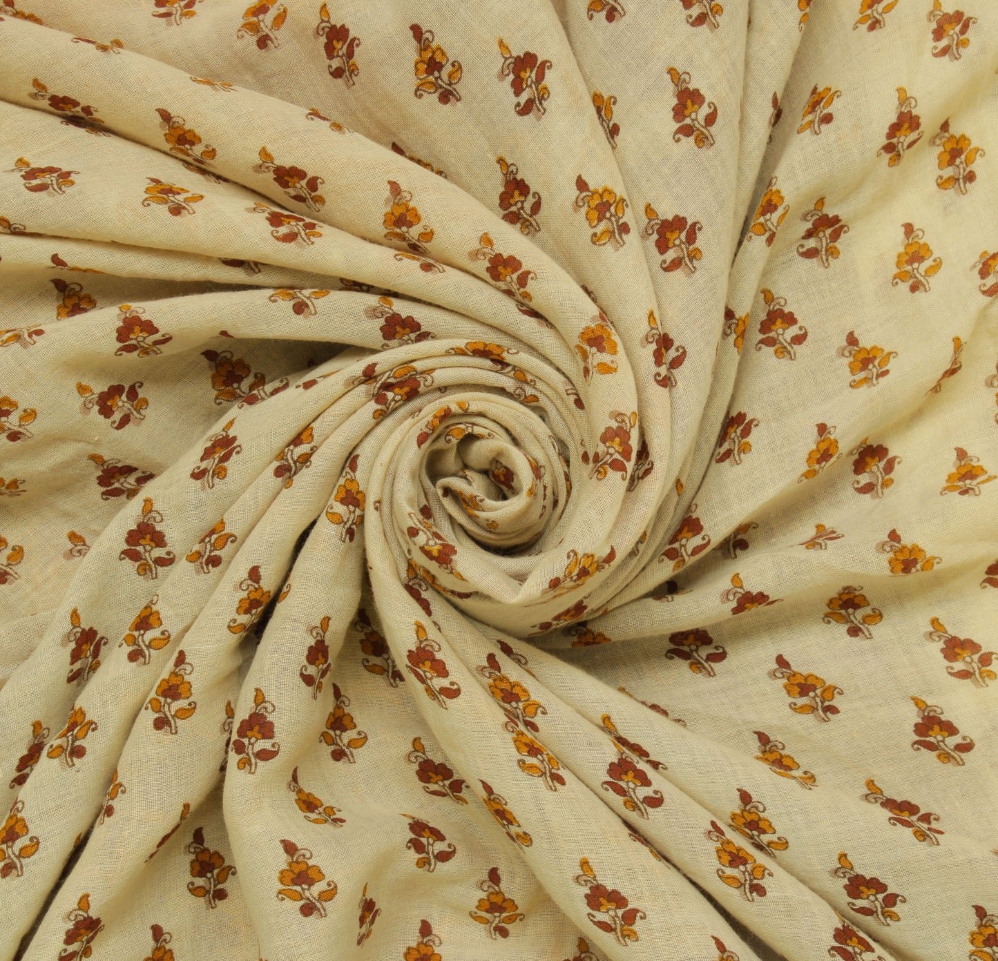 Sushila Vintage Cream Saree 100% Pure Cotton Printed Floral Soft Craft Fabric