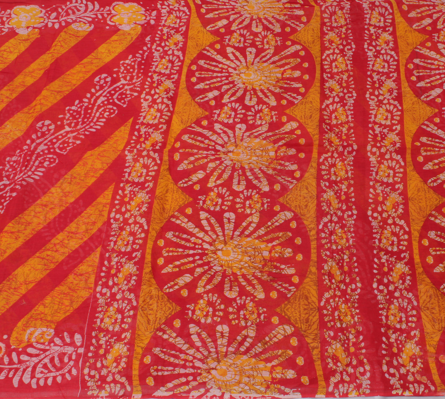 Sushila Vintage Indian Saree 100% Pure Cotton Batik Printed Floral Craft Fabric