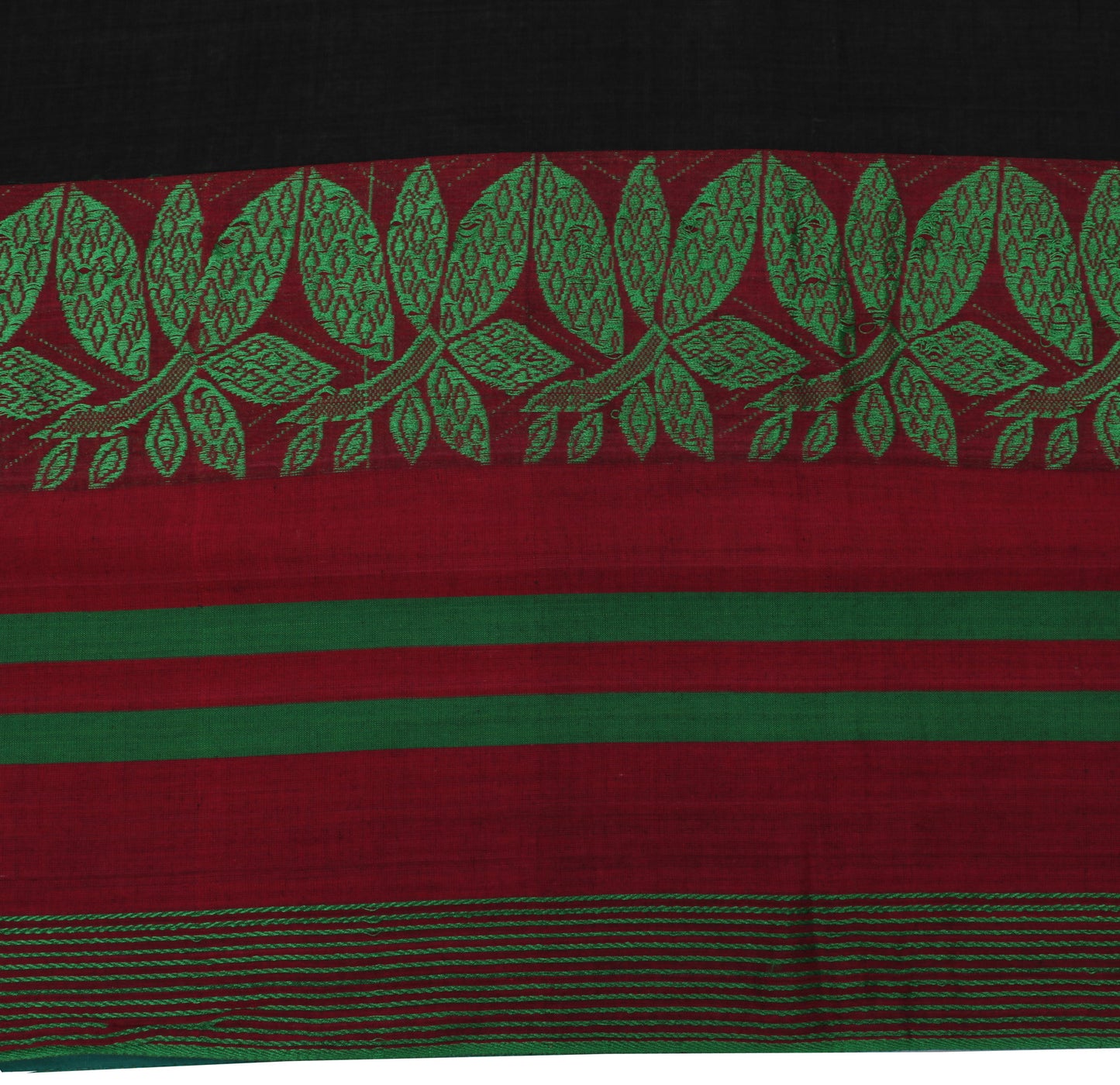 Sushila Vintage Black Indian Saree 100% Pure Cotton 5 Yard Craft Sari Fabric