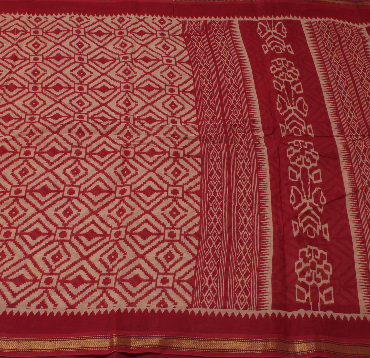 Sushila Vintage Brown Saree 100% Pure Cotton Printed Sari 5 Yard Craft Fabric