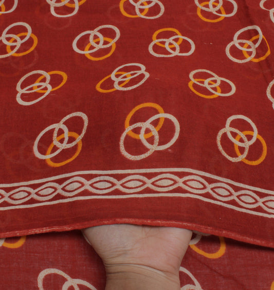 Sushila Vintage Brown Saree 100% Pure Cotton Printed Floral Soft Craft Fabric