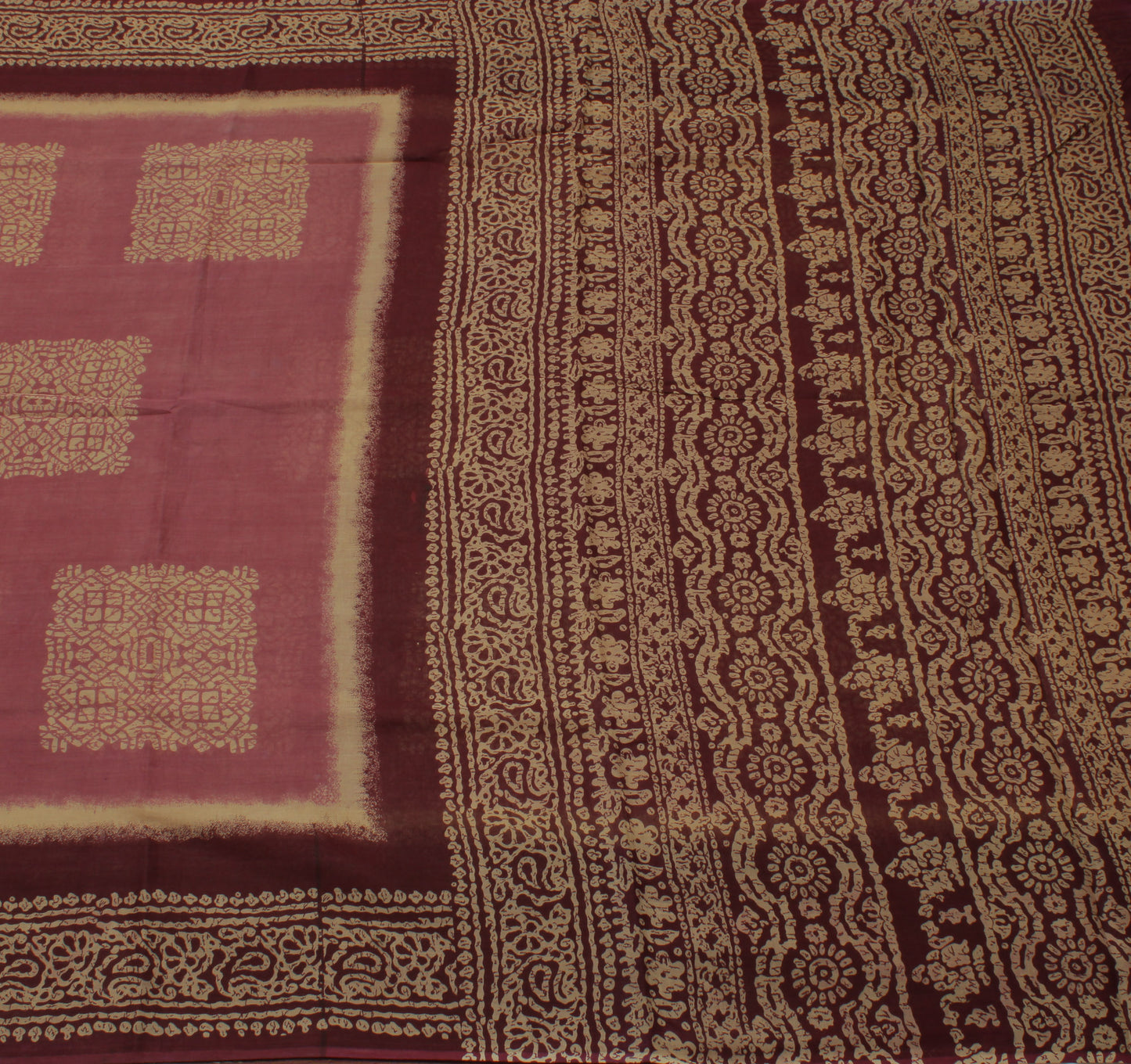 Sushila Vintage Mauve Saree 100% Pure Cotton Printed Indian Soft Craft Fabric