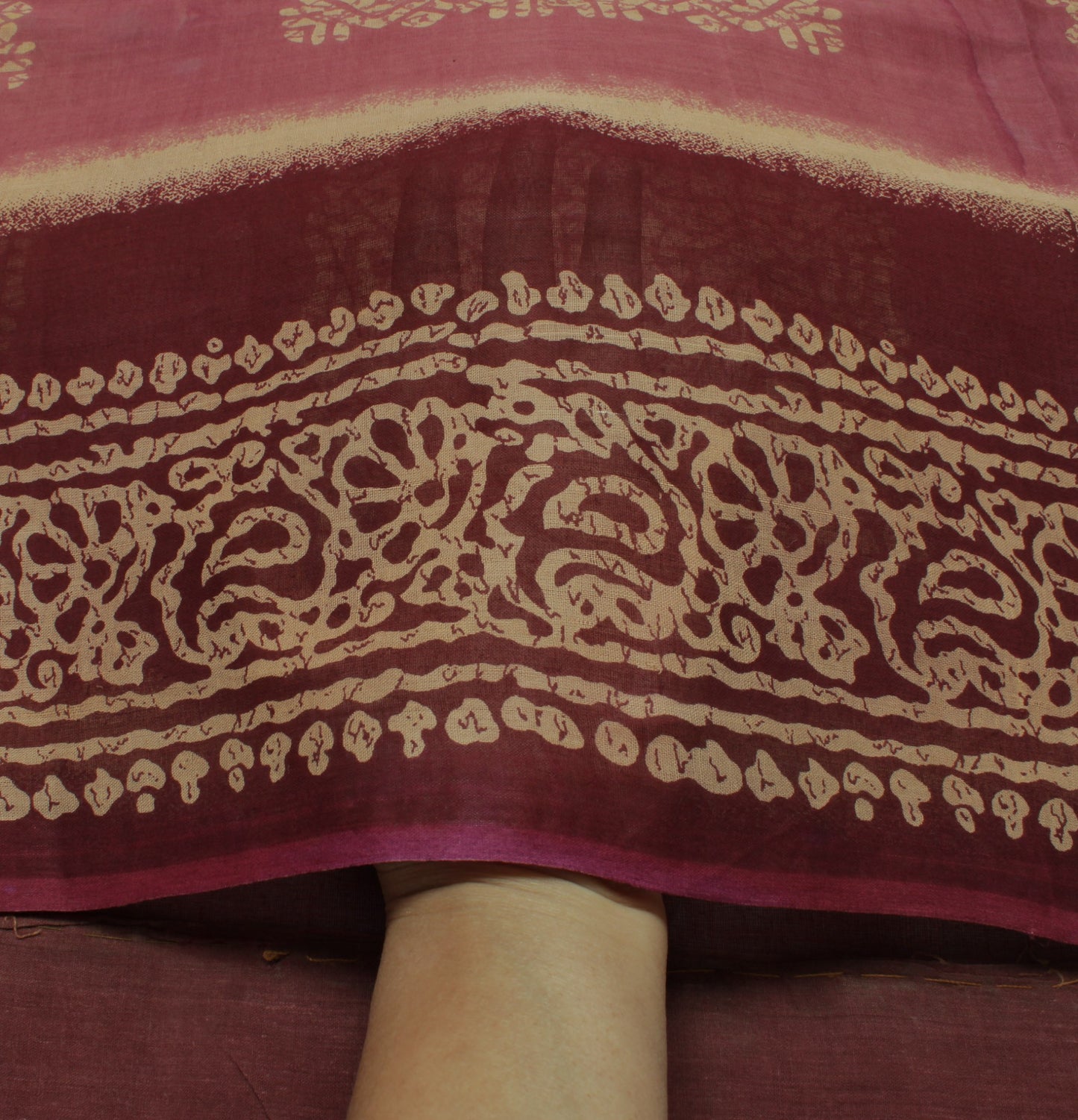 Sushila Vintage Mauve Saree 100% Pure Cotton Printed Indian Soft Craft Fabric