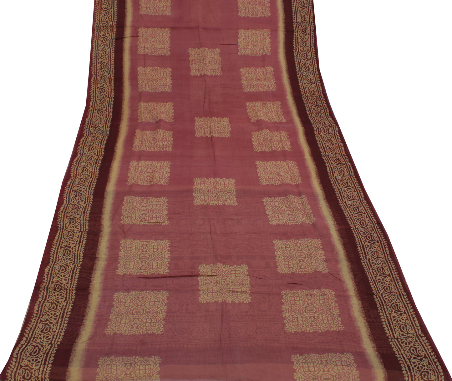 Sushila Vintage Mauve Saree 100% Pure Cotton Printed Indian Soft Craft Fabric