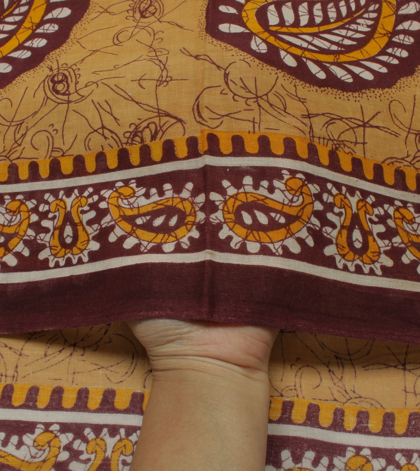 Sushila Vintage Brown Saree 100% Pure Cotton Printed PATTERN Soft Craft Fabric