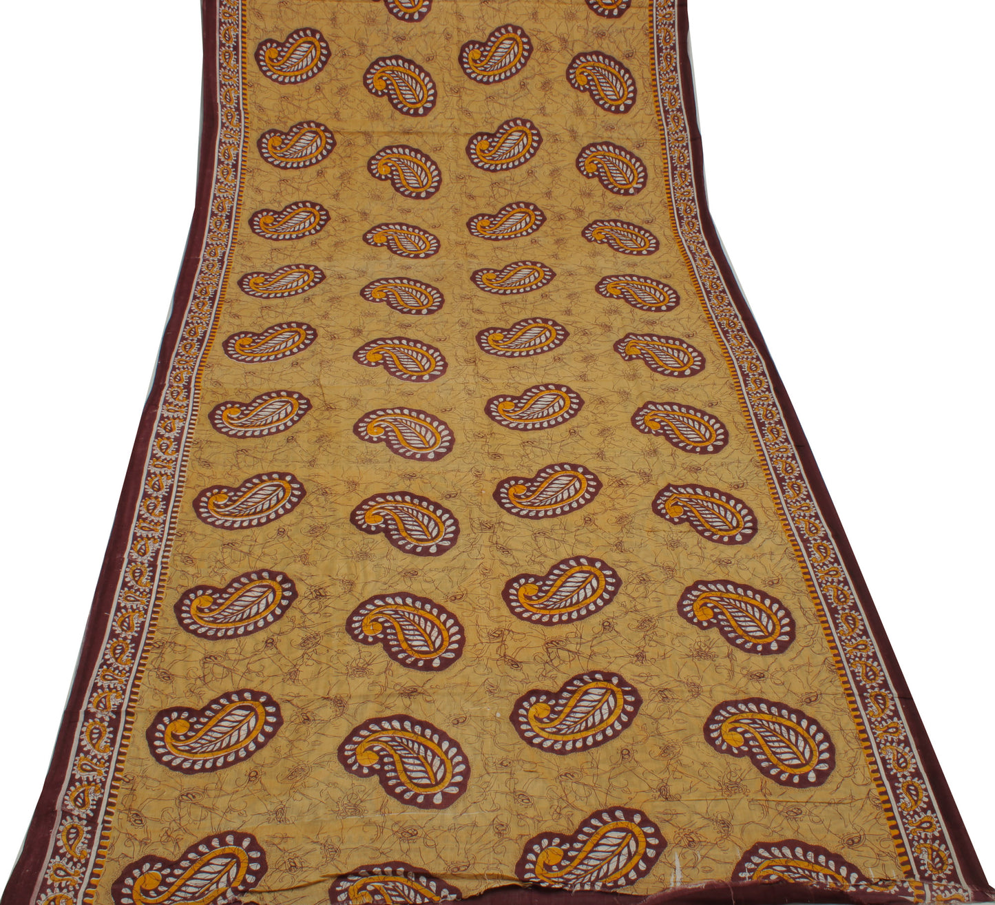 Sushila Vintage Brown Saree 100% Pure Cotton Printed PATTERN Soft Craft Fabric