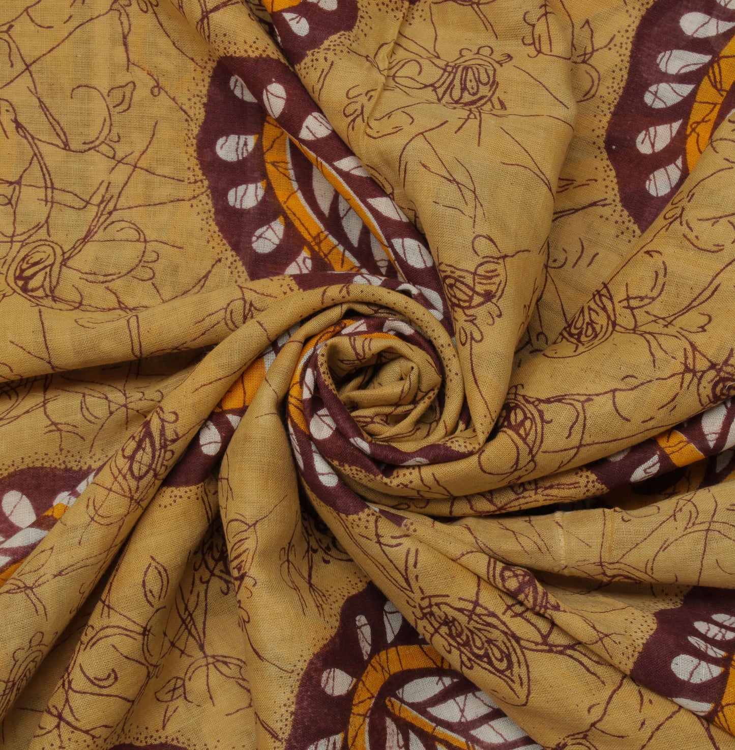 Sushila Vintage Brown Saree 100% Pure Cotton Printed PATTERN Soft Craft Fabric