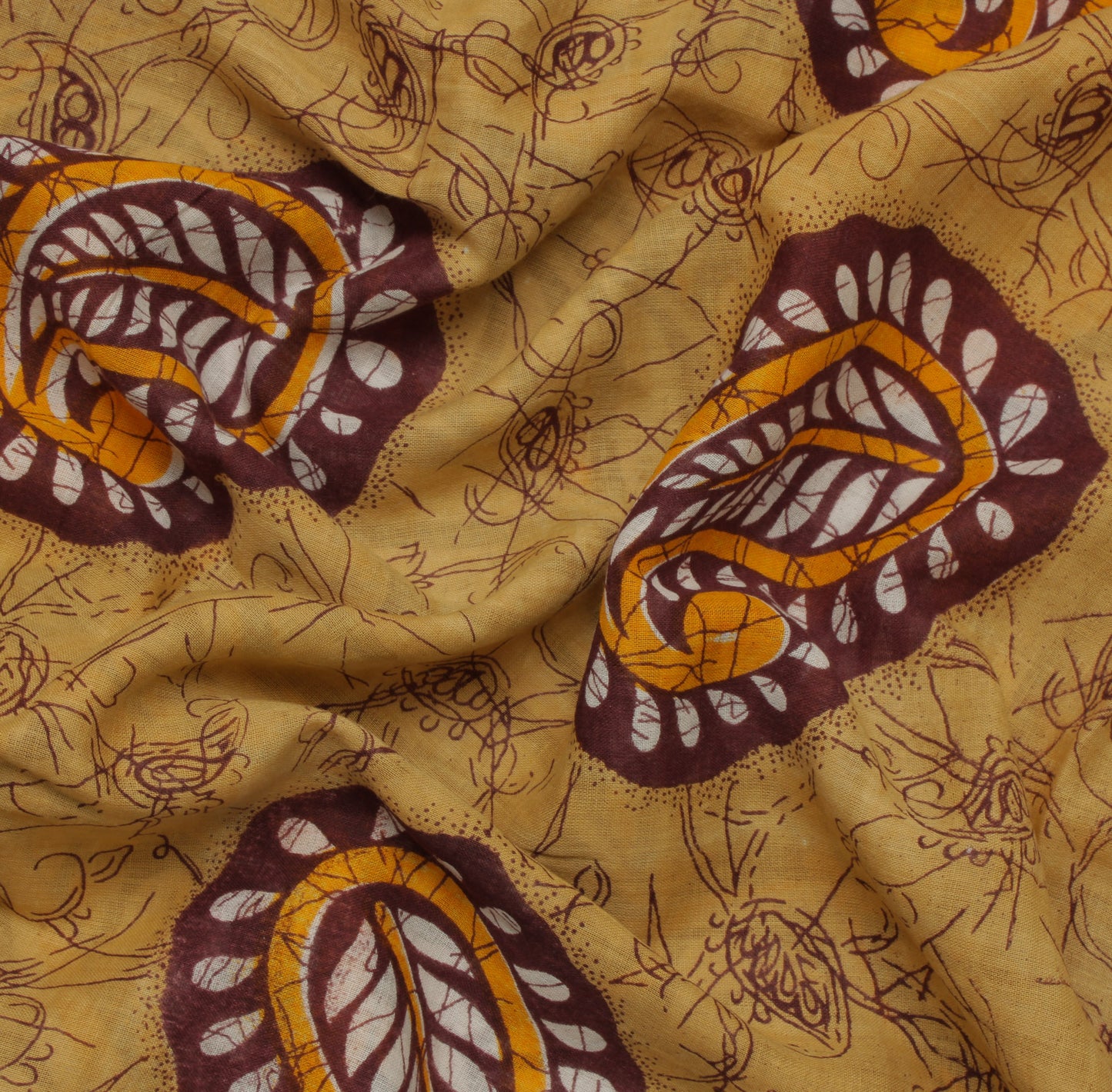 Sushila Vintage Brown Saree 100% Pure Cotton Printed PATTERN Soft Craft Fabric