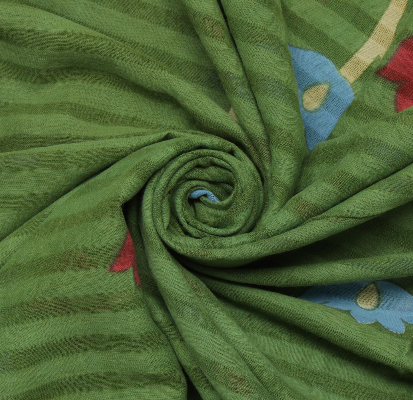 Sushila Vintage Green Saree 100% Pure Cotton Printed Floral Soft Craft Fabric