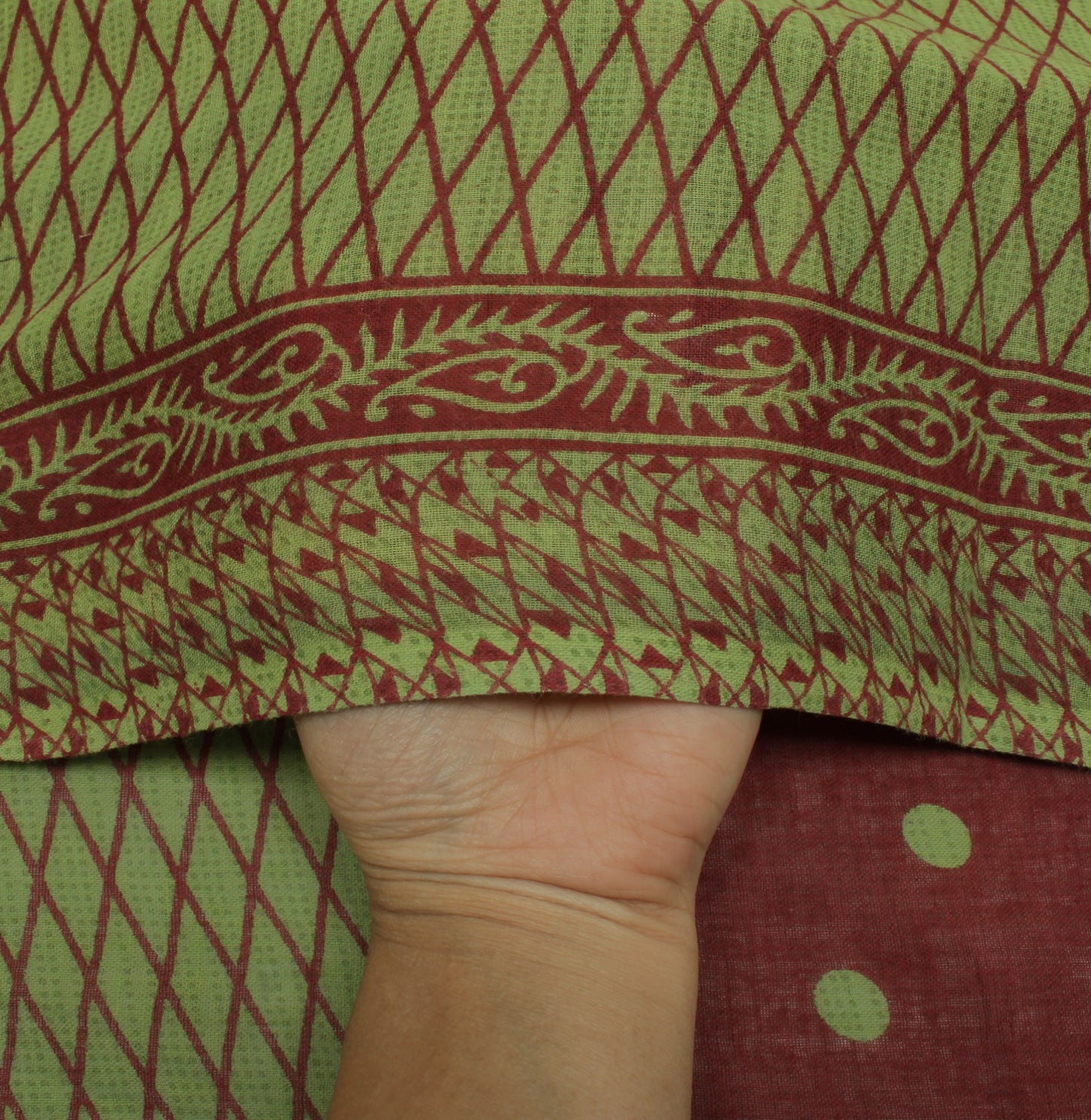 Sushila Vintage Green  Saree 100% Pure Cotton Printed Indian 5 Yard Craft Fabric