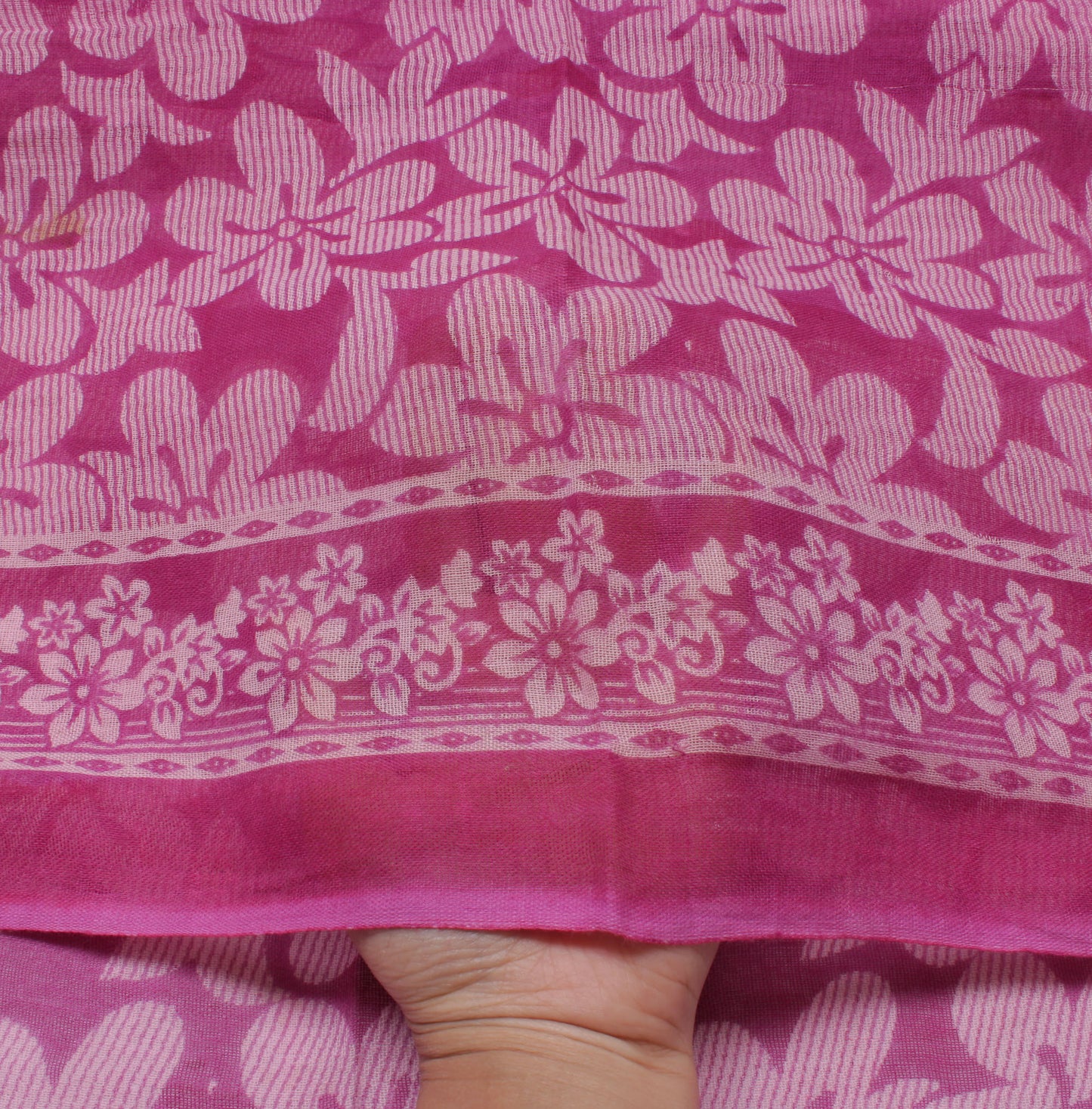 Sushila Vintage Purple Saree 100% Pure Cotton Printed Floral Soft Craft Fabric