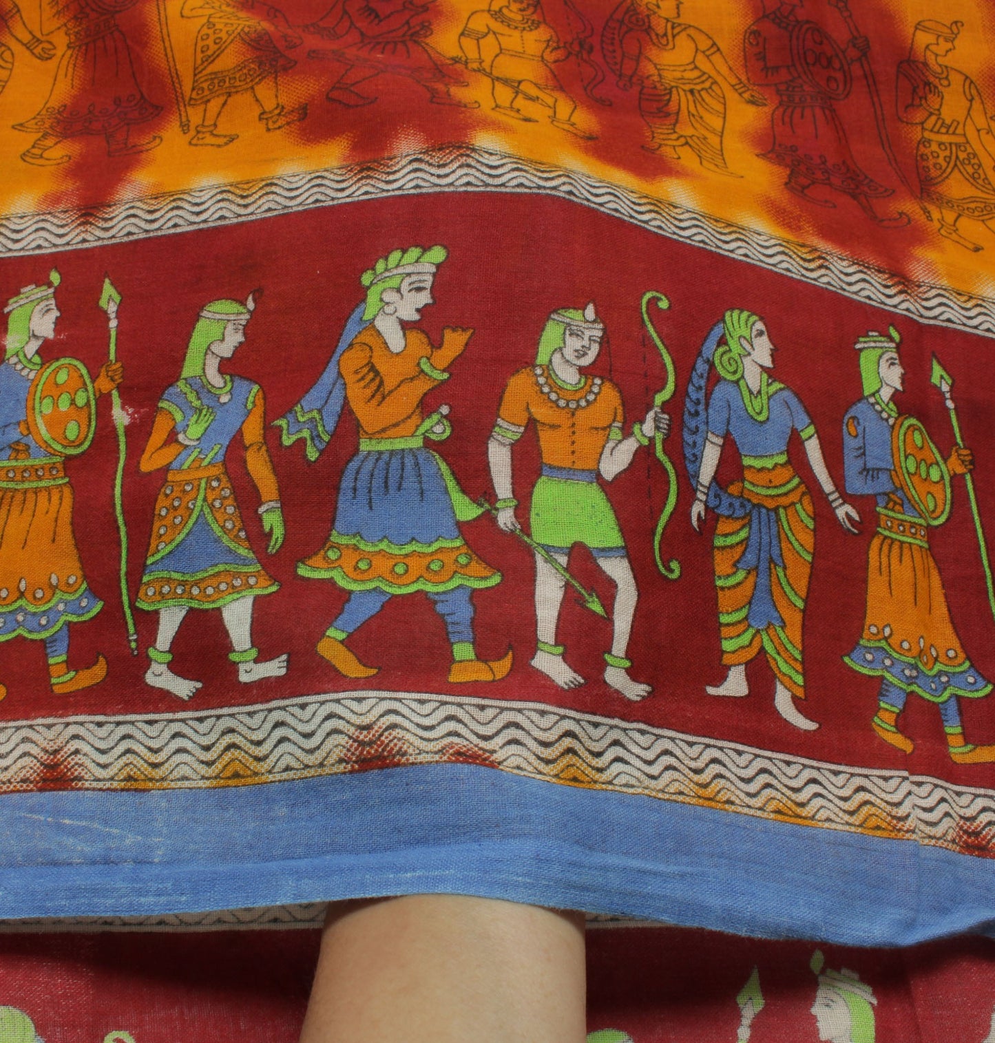 Sushila Vintage Mustard Saree Pure Cotton Kalamkari Printed Soft Craft Fabric