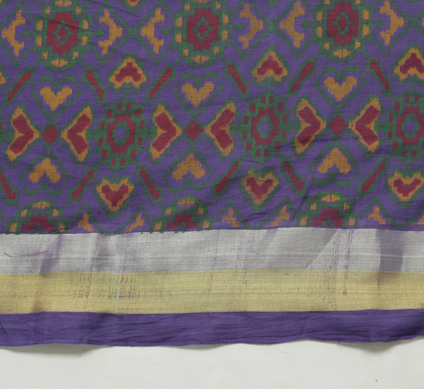 Sushila Vintage Purple Saree 100% Pure Cotton Printed Woven Floral Craft Fabric