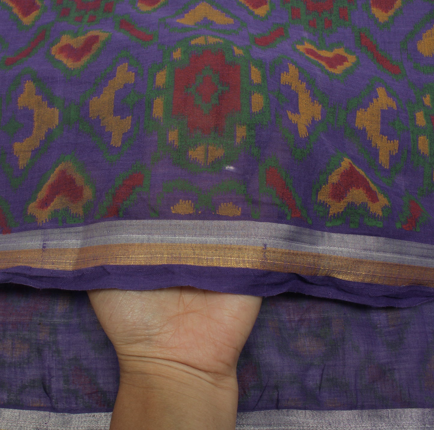 Sushila Vintage Purple Saree 100% Pure Cotton Printed Woven Floral Craft Fabric